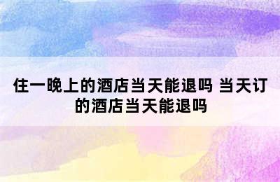 住一晚上的酒店当天能退吗 当天订的酒店当天能退吗